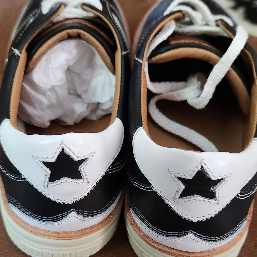 Lucchese New Double L Black and White Women's Sneakers, Size 10 - Picture 4 of 5